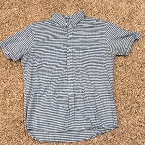 Izod Navy and White Striped Button-Down Shirt